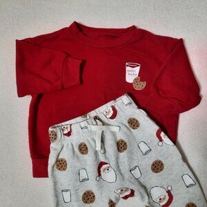 Carter's Christmas Baby Outfit, Santas Bestie, Cookies Milk, Pants Shirt 3-6, LN